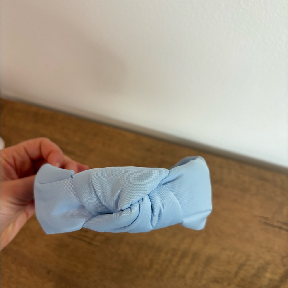Lele Sadoughi x Stoney Clover Lane neoprene knitted headband in baby blue